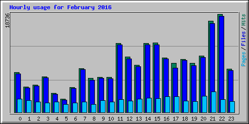 Hourly usage for February 2016